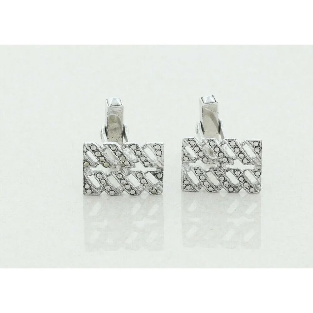 Men's Sterling Silver Marcasite Cufflinks